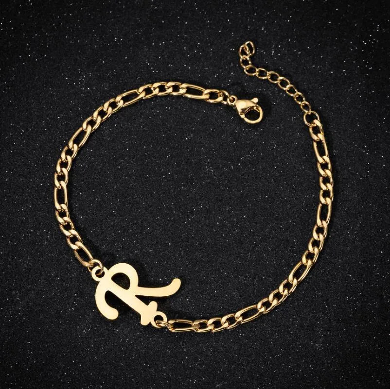 Fashion Letter 201 Stainless Steel 18K Gold Plated Bracelets In Bulk