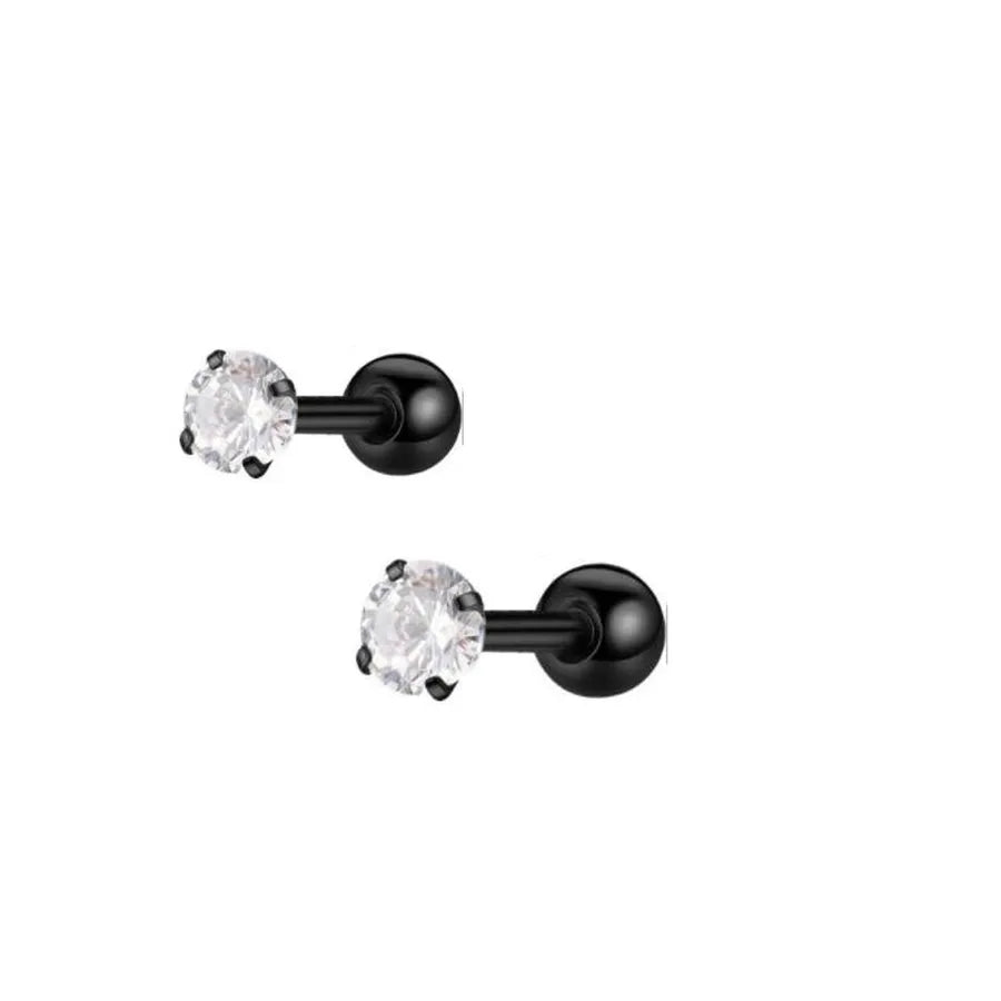 simple style geometric stainless steel inlay zircon ear studs 1 piece