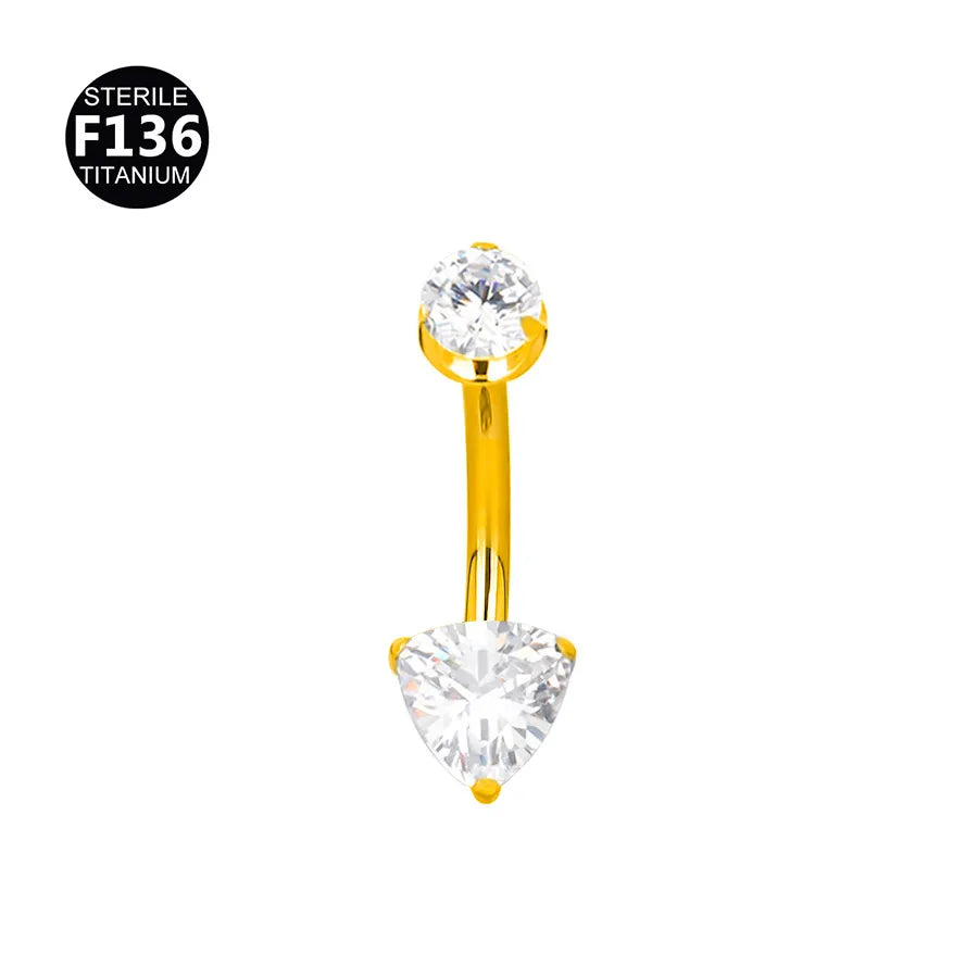 Gold Titanium Navel Piercing Belly Button Ring Screw Innel Thread Design Eye Shape Fashionable Body Jewelry For Men And Women