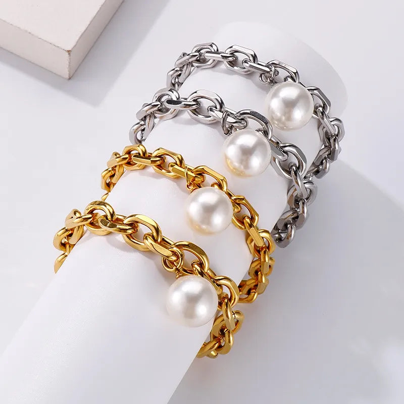 Fashion Geometric Stainless Steel 18K Gold Plated Bracelets In Bulk