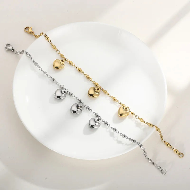 Fashion Heart Shape Titanium Steel 18K Gold Plated Bracelets In Bulk