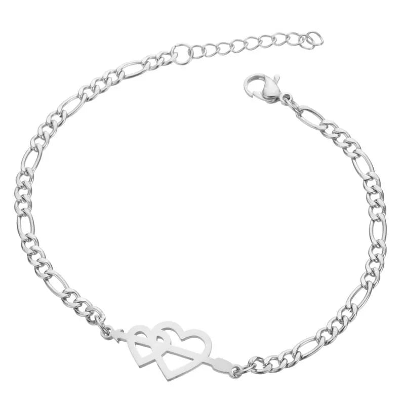 Fashion Heart Shape 201 Stainless Steel 18K Gold Plated Bracelets In Bulk