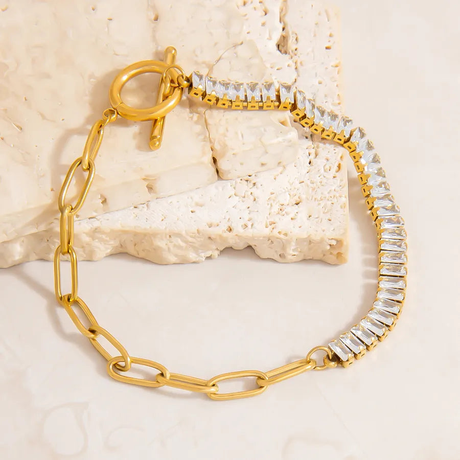 Simple Style Infinity 304 Stainless Steel 18K Gold Plated Bracelets In Bulk