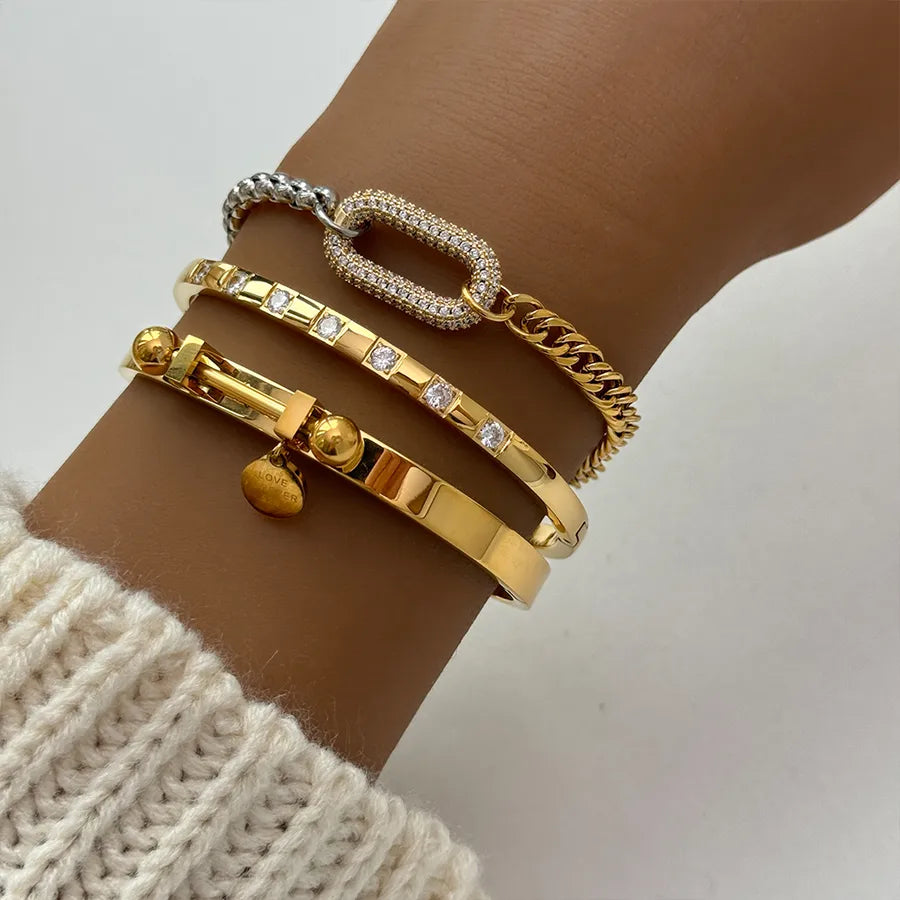 Simple Style Classic Style Geometric Titanium Steel 18K Gold Plated Bracelets In Bulk