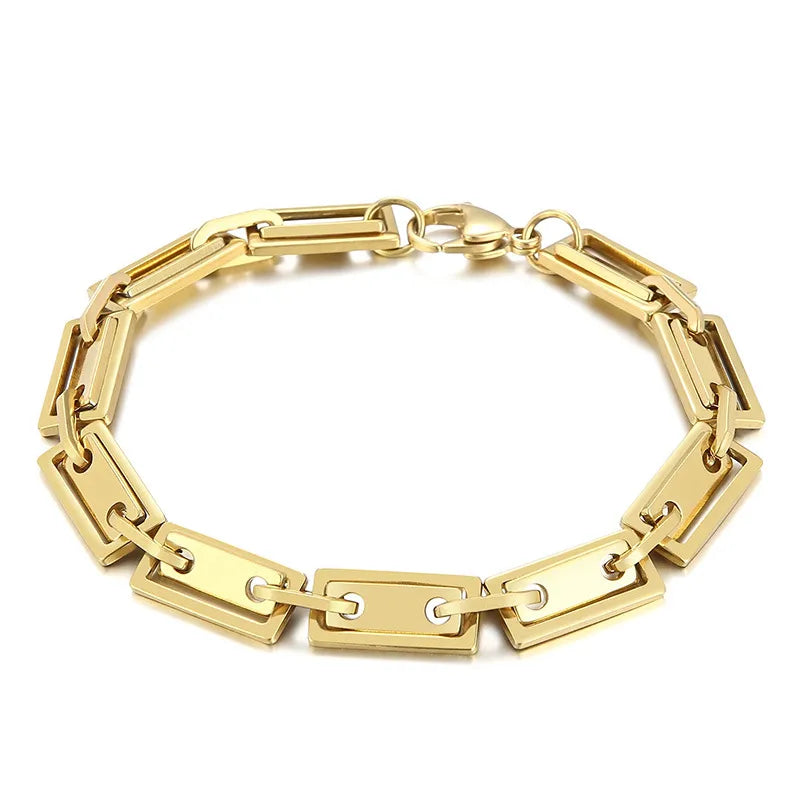 Elegant Geometric Solid Color Titanium Steel 18K Gold Plated Bracelets In Bulk