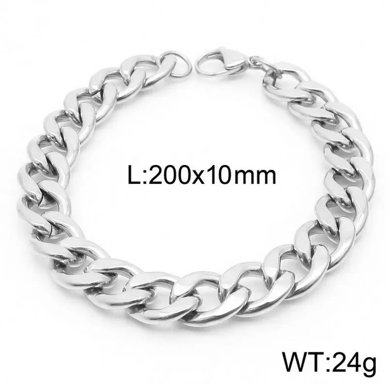 Trendy Personalized Hip Hop Stainless Steel NK Chain Bracelet  Style Geometry Pattern Vacuum Plated 18K Gold