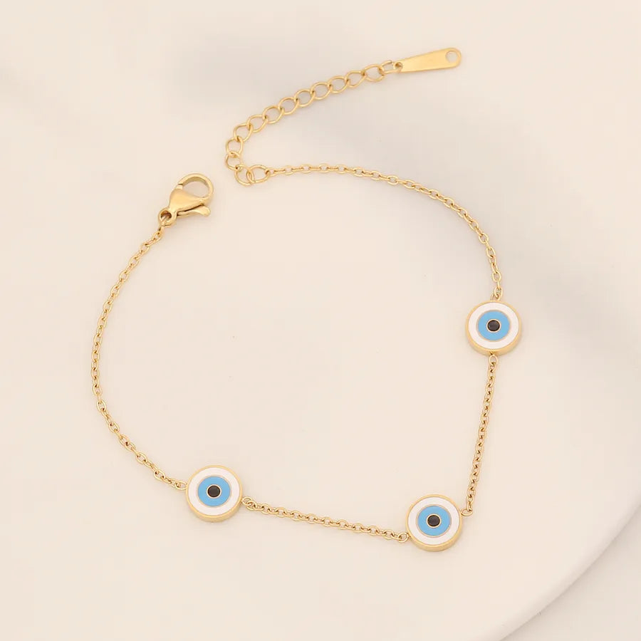 INS Style Eye Stainless Steel 18K Gold Plated Bracelets In Bulk