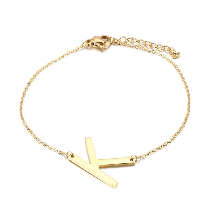 Fashion Letter Titanium Steel 18K Gold Plated Bracelets In Bulk