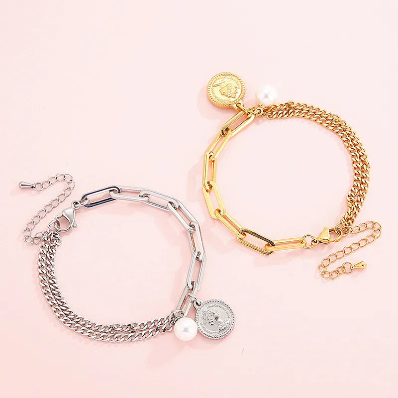 Fashion Cartoon Character Titanium Steel 18K Gold Plated Bracelets In Bulk