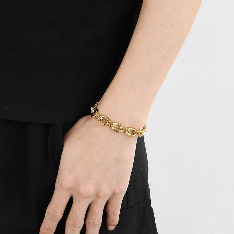 Simple Style Solid Color Titanium Steel 18K Gold Plated Bracelets In Bulk