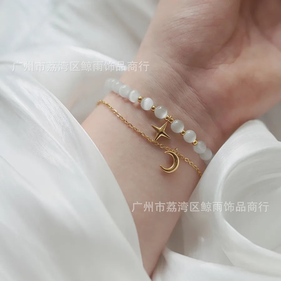 Vintage Style Star 304 Stainless Steel 18K Gold Plated Bracelets In Bulk