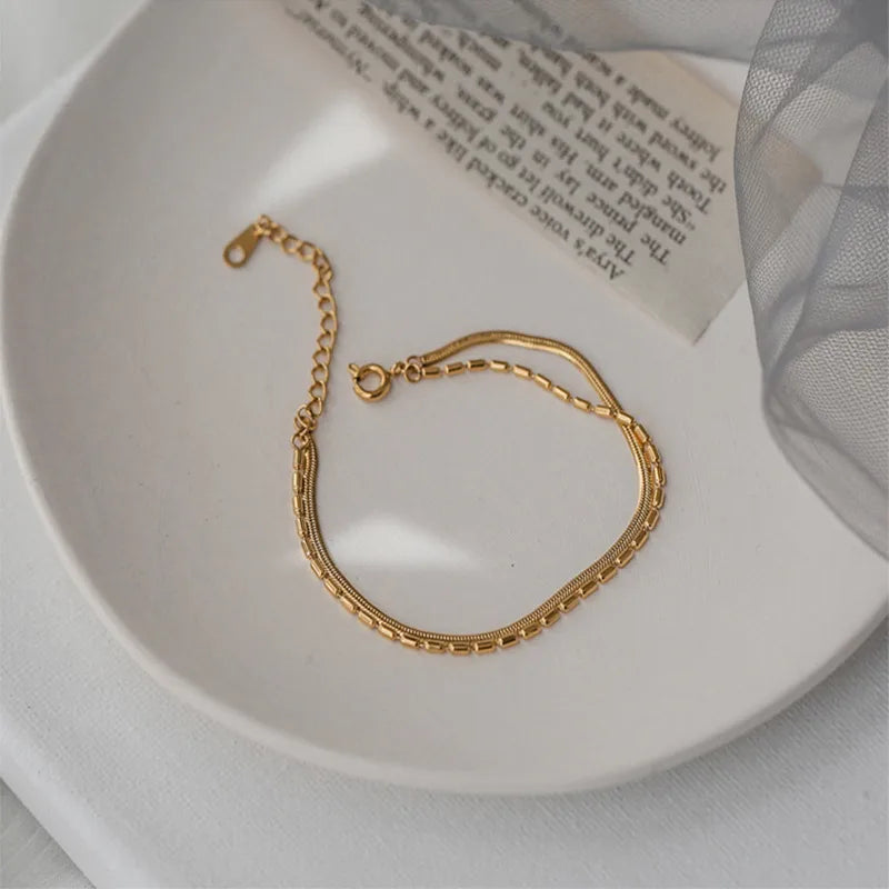 Geometric 304 Stainless Steel 18K Gold Plated Bracelets In Bulk