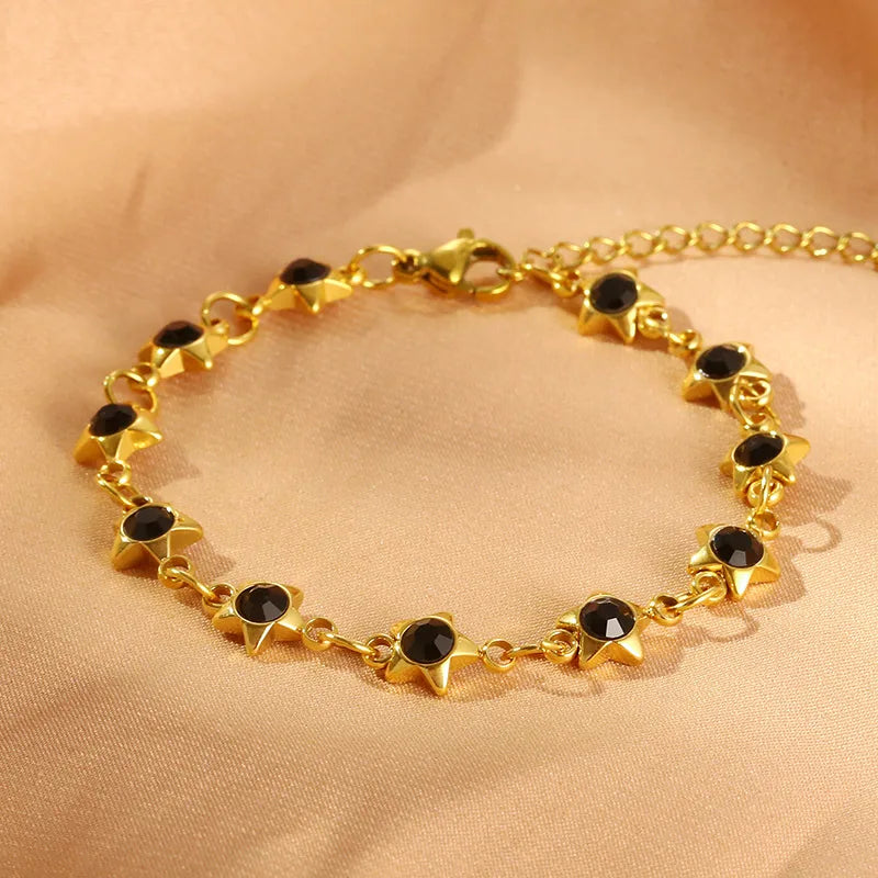 Simple Style Pentagram 304 Stainless Steel 18K Gold Plated Bracelets In Bulk