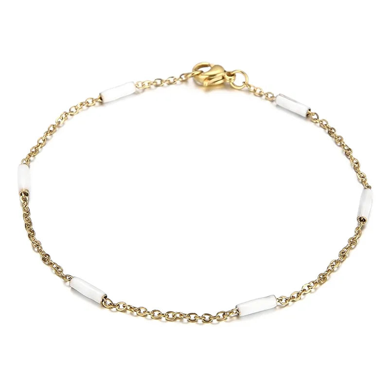 Elegant Solid Color Titanium Steel 18K Gold Plated Bracelets In Bulk