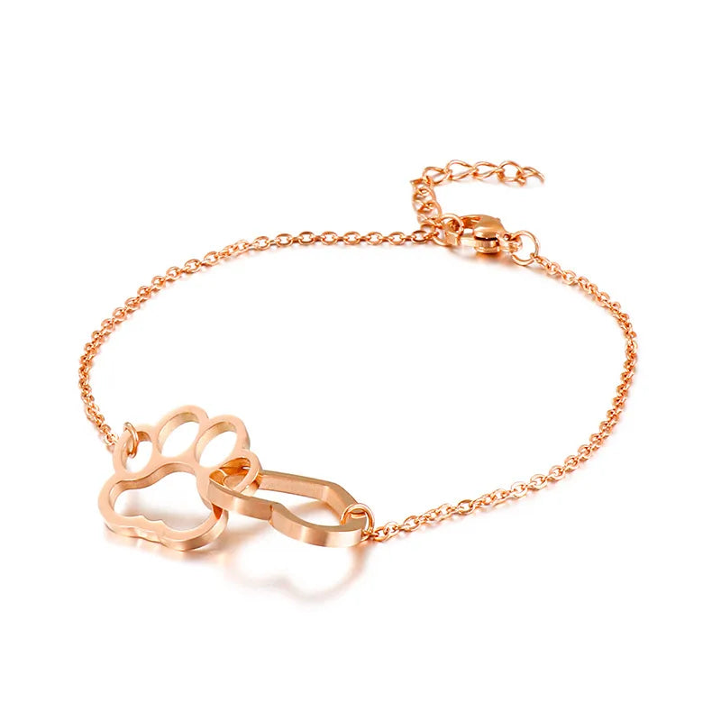 Fashion Heart Titanium Steel 18K Gold Plated Bracelets In Bulk