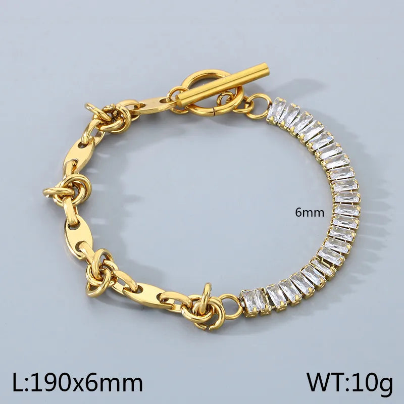 Simple Style Solid Color 304 Stainless Steel 18K Gold Plated Bracelets In Bulk