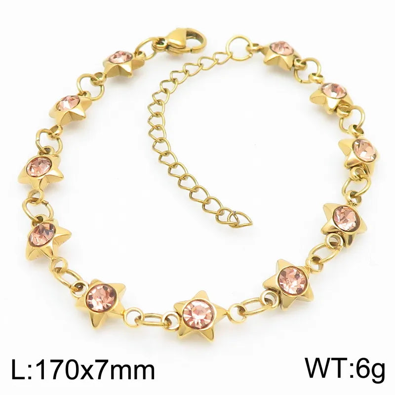 Simple Style Pentagram 304 Stainless Steel 18K Gold Plated Bracelets In Bulk