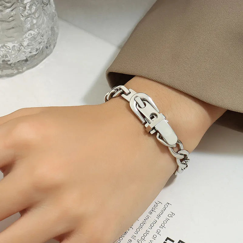 Hip-Hop Geometric 304 Stainless Steel 18K Gold Plated Bracelets In Bulk