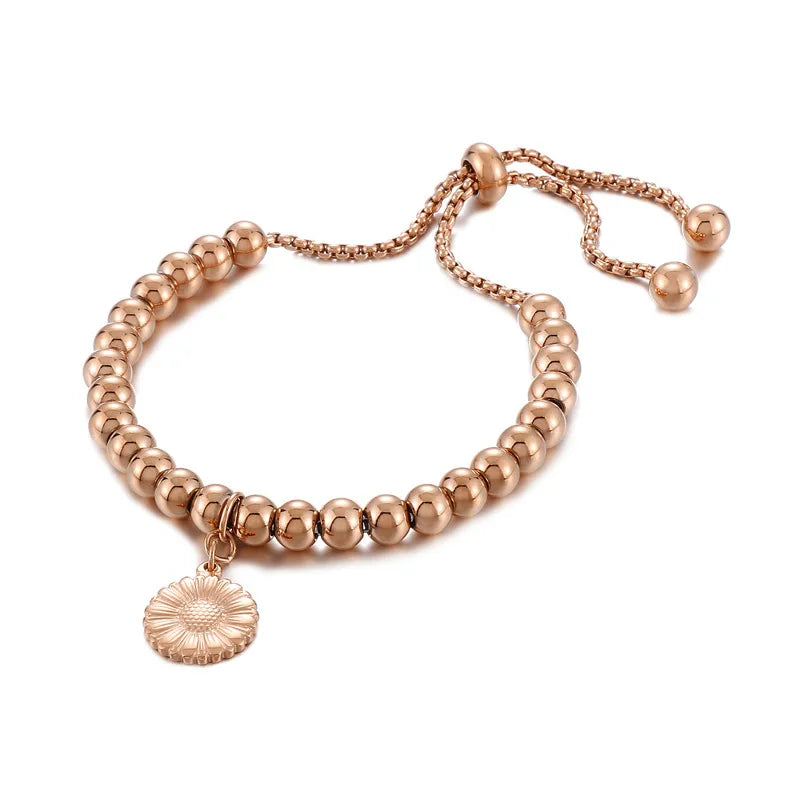elegant sunflower tree titanium steel gold plated bracelets