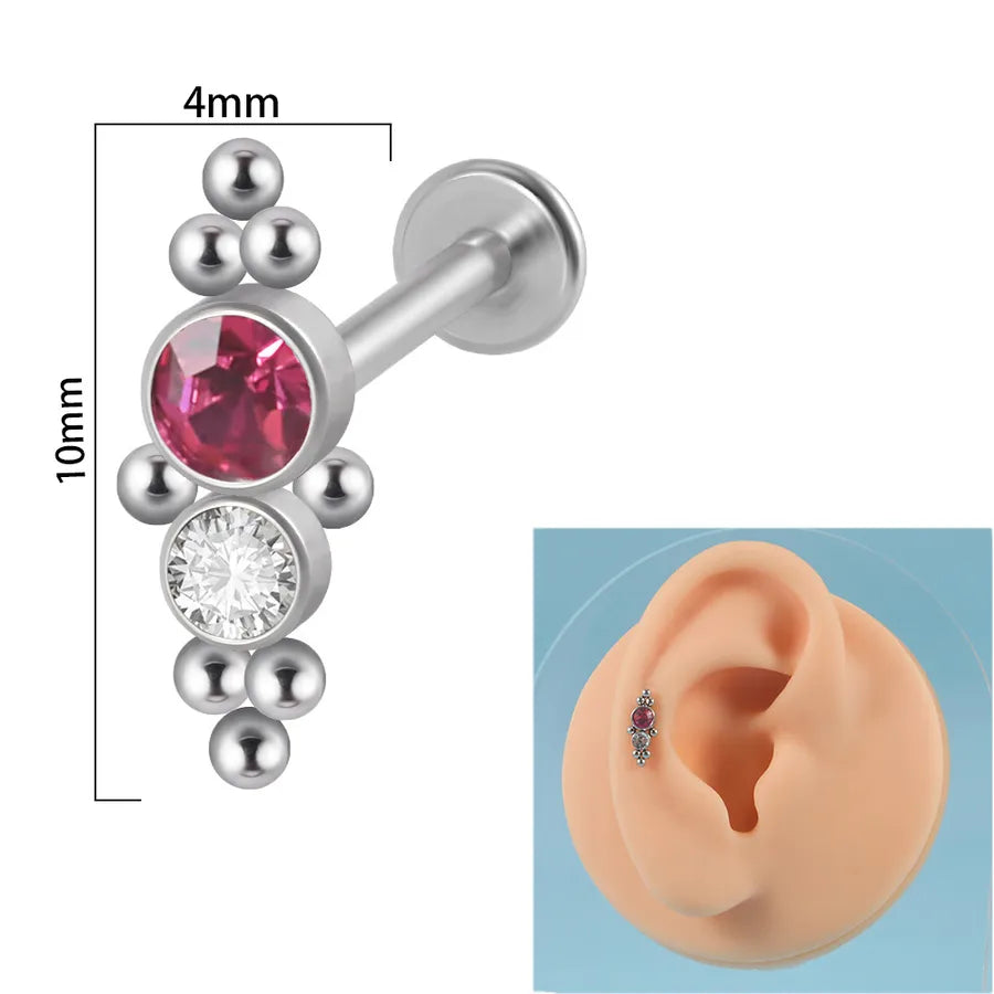 1 Piece Ear Cartilage Rings & Studs Simple Style Round 304 Stainless Steel Copper Zircon Inlay Resin Zircon