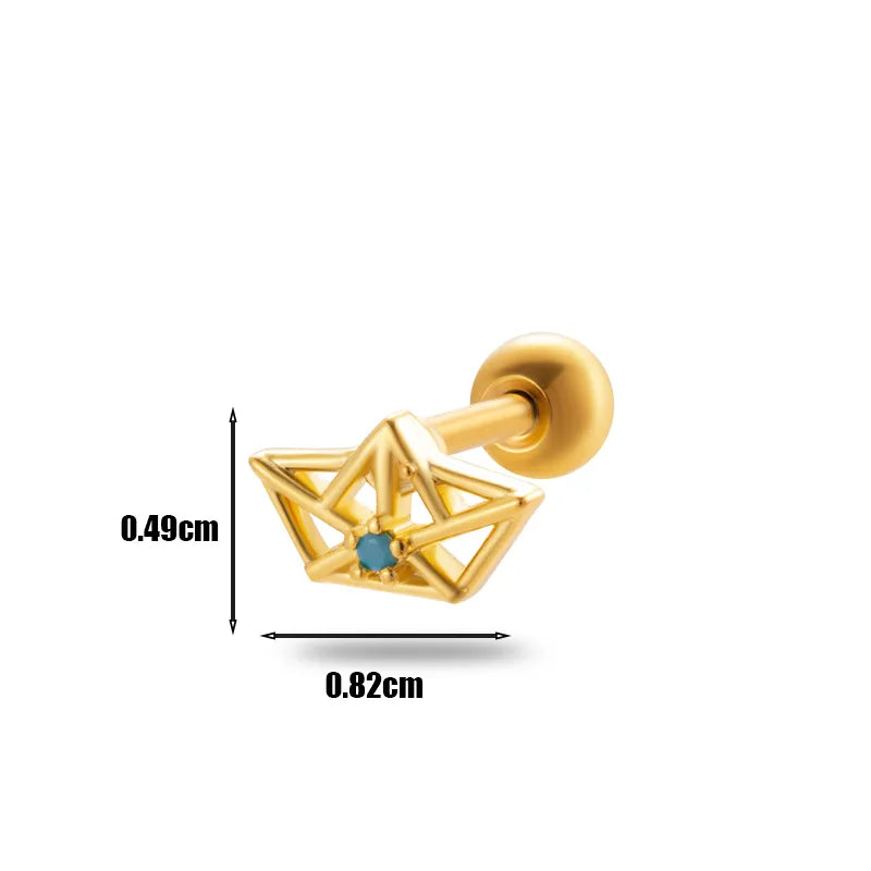 1 Piece Ear Cartilage Rings & Studs Simple Style Geometric 316L Stainless Steel  Copper Plating Inlay Zircon