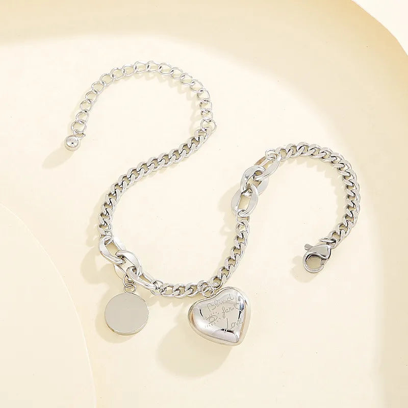 Basic Heart Shape Titanium Steel 18K Gold Plated Bracelets In Bulk