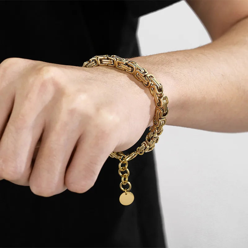 Hip-Hop Geometric Titanium Steel 18K Gold Plated Bracelets In Bulk