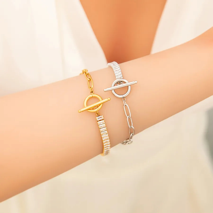 Simple Style Infinity 304 Stainless Steel 18K Gold Plated Bracelets In Bulk