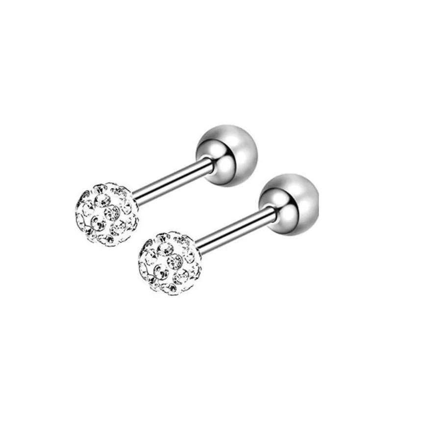 simple style geometric stainless steel inlay zircon ear studs 1 piece