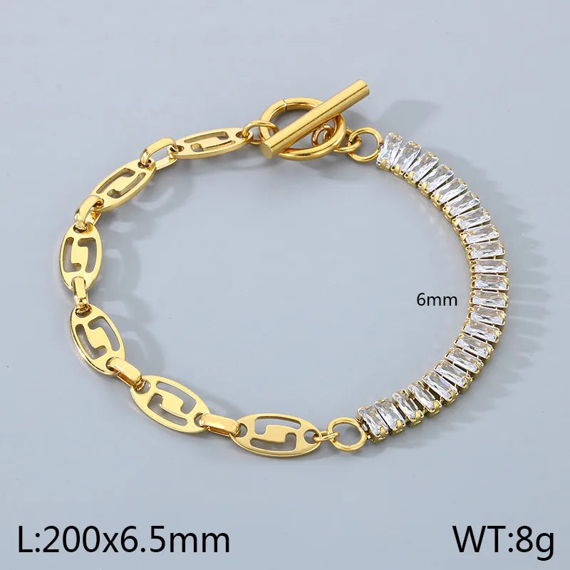 Simple Style Solid Color 304 Stainless Steel 18K Gold Plated Bracelets In Bulk