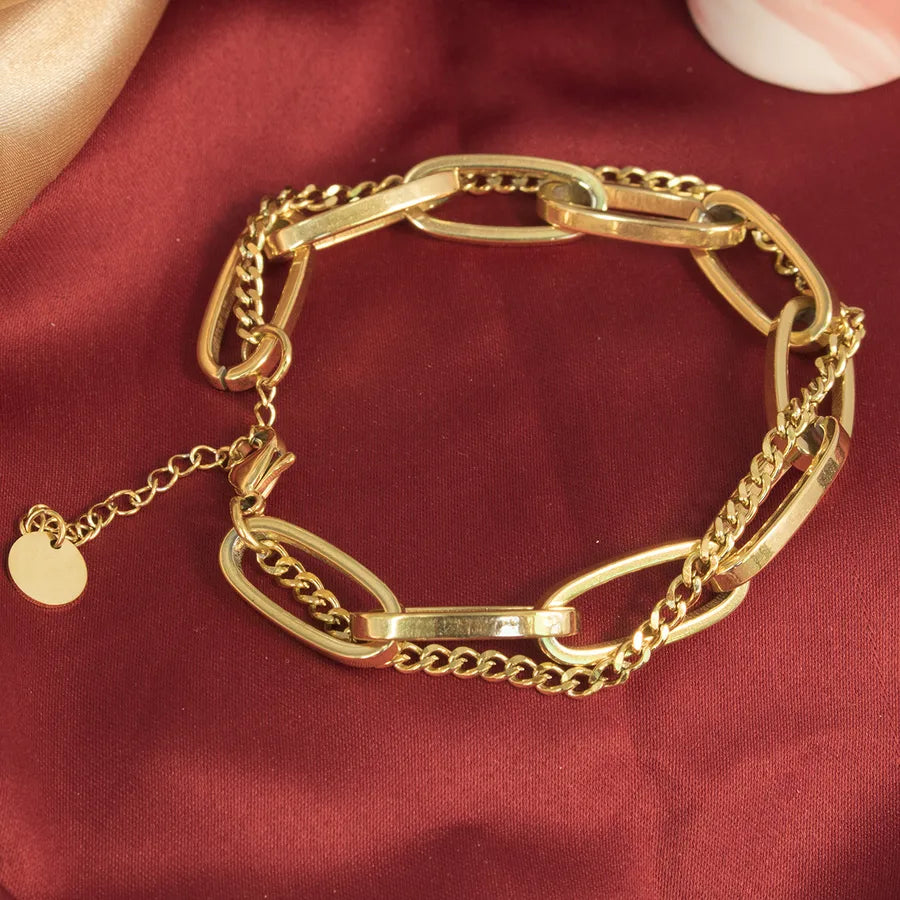 Geometric 304 Stainless Steel 18K Gold Plated Bracelets In Bulk