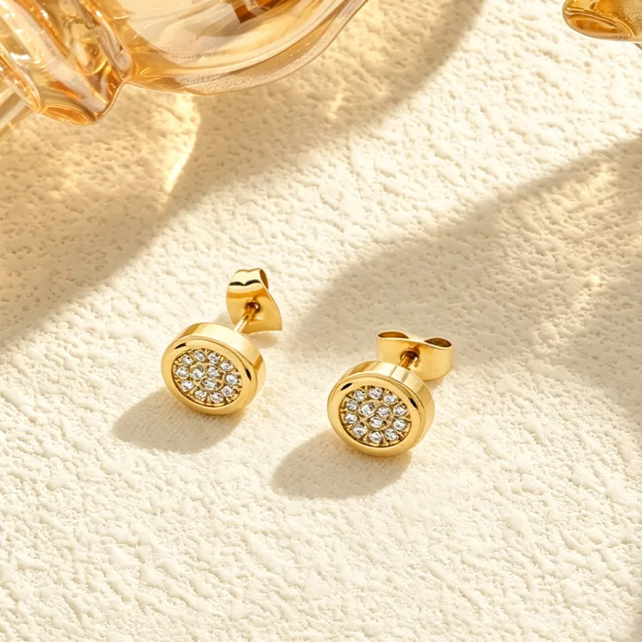 Heart Shape Stud Earrings For Women in Silver Featuring Titanium Steel and Titanium Alloy with Zircon Inlay