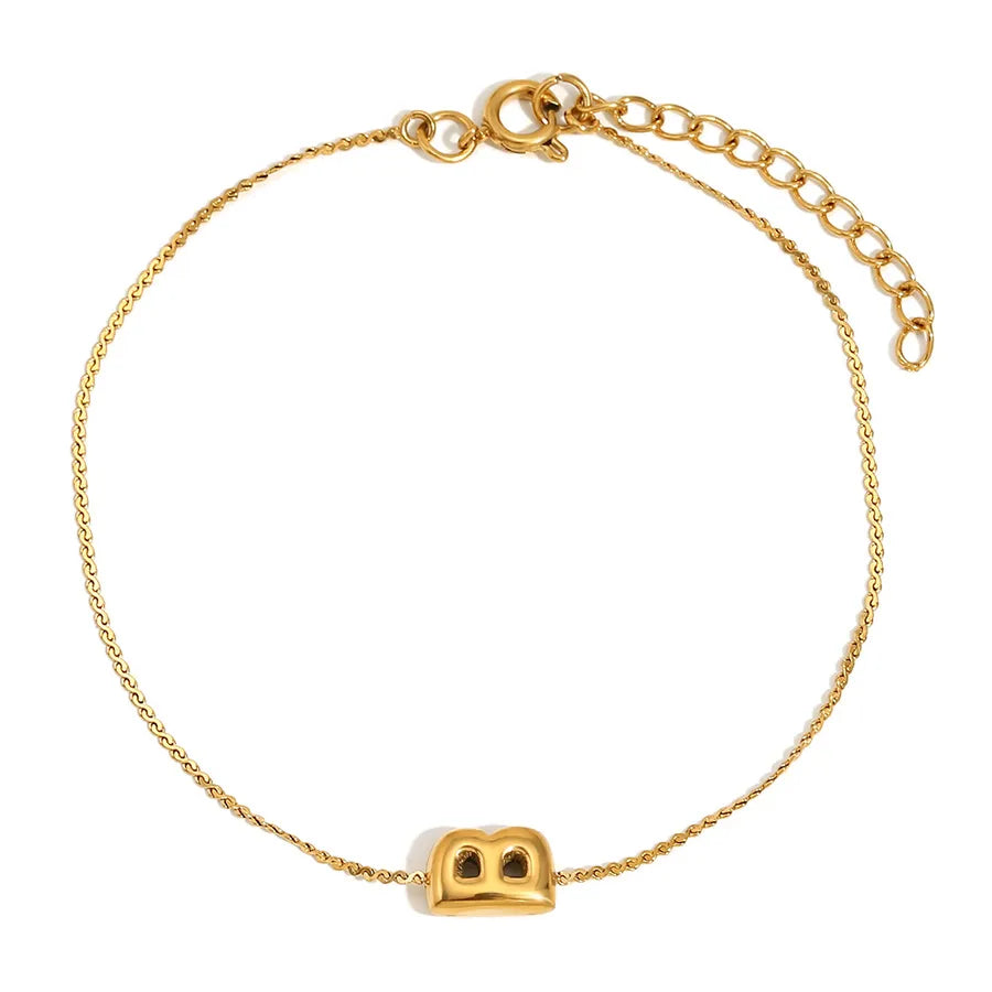 Simple Style Letter 304 Stainless Steel 18K Gold Plated  Bracelets In Bulk