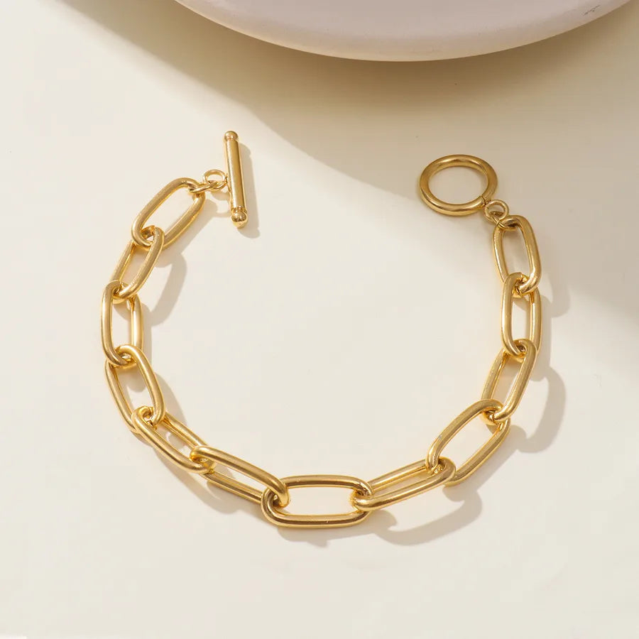 Simple Style Geometric 316L Stainless Steel  18K Gold Plated Bracelets In Bulk