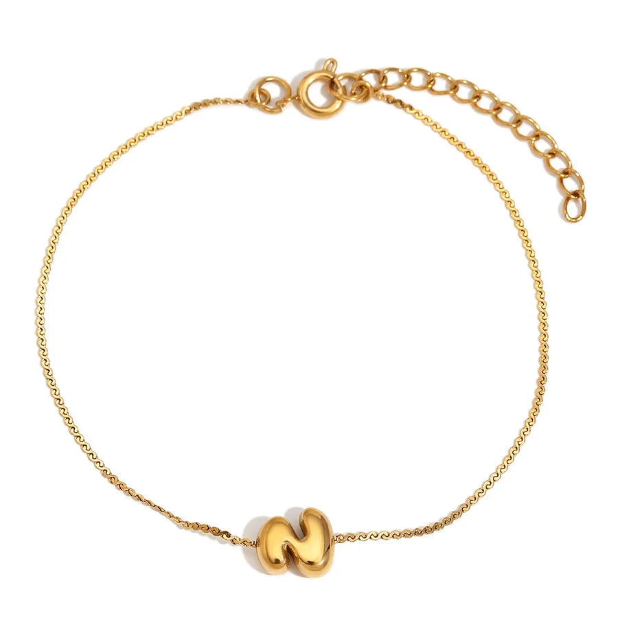 Simple Style Letter 304 Stainless Steel 18K Gold Plated  Bracelets In Bulk