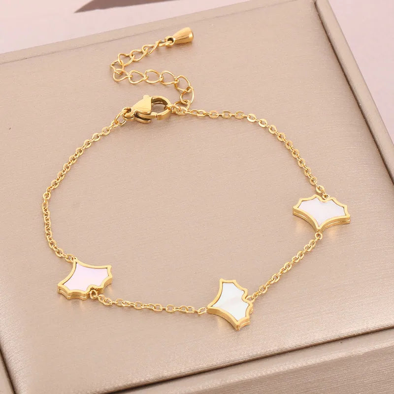 Basic Ginkgo Leaf Stainless Steel 18K Gold Plated Bracelets In Bulk