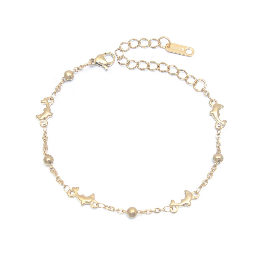 Lady Dolphin 304 Stainless Steel 18K Gold Plated Bracelets In Bulk