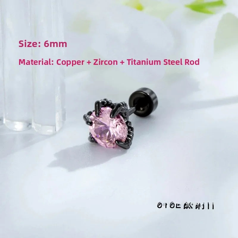 Unisex Dragon Ear Cartilage Rings & Studs with Claw Setting in 316L Stainless Steel, Multicolor