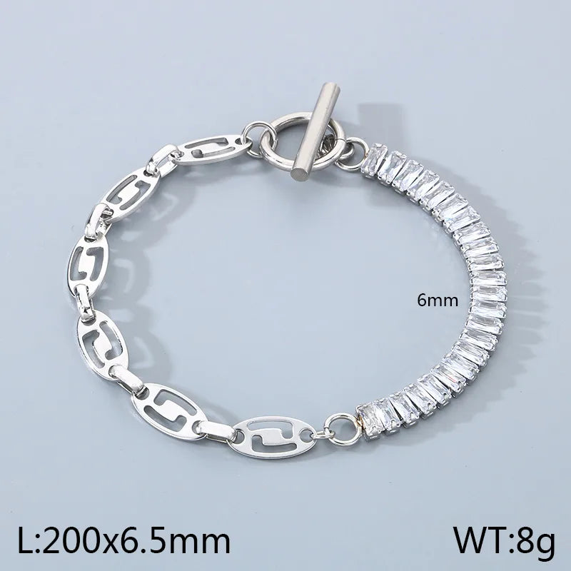 Simple Style Solid Color 304 Stainless Steel 18K Gold Plated Bracelets In Bulk