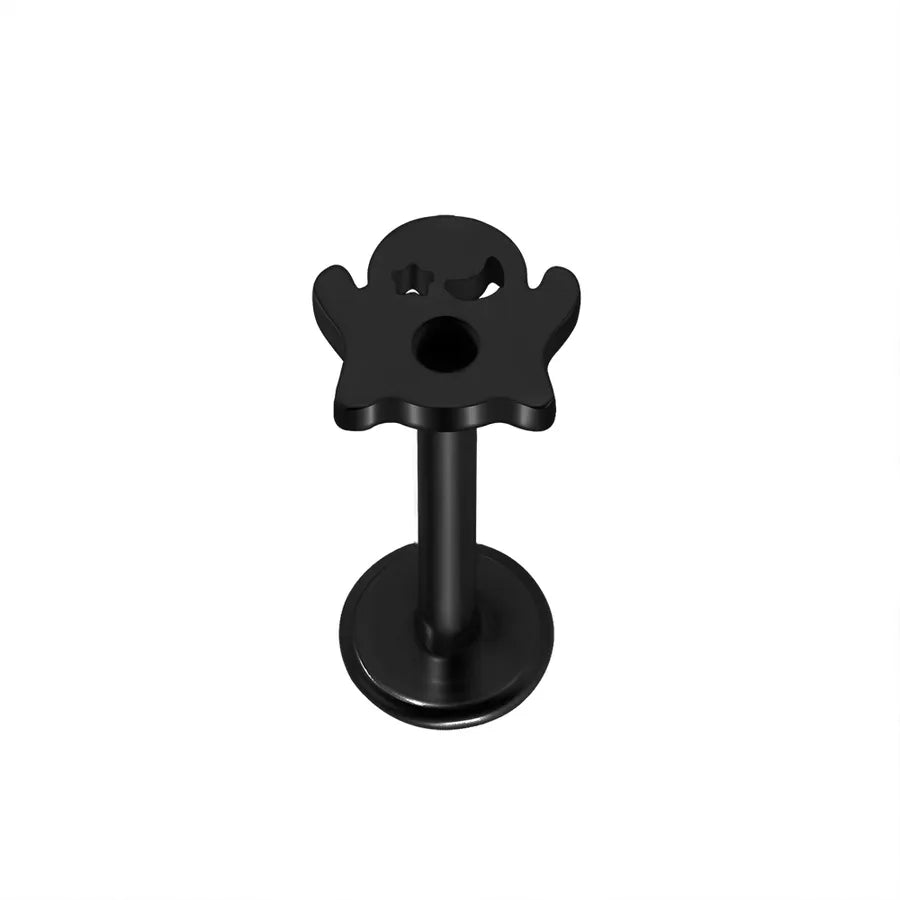 1 Piece Lip Rings Hip-Hop Hawaiian Rock Cat Skull 304 Stainless Steel Polishing Plating 18K Gold Plated Lip Rings Ear Cartilage Rings & Studs Nose Rings & Studs