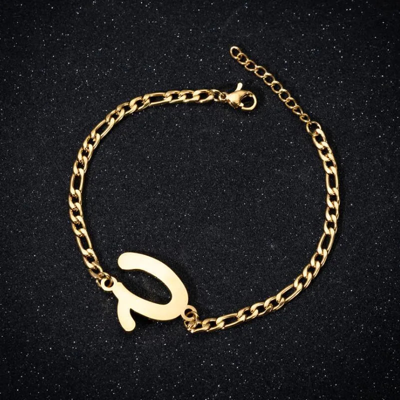 Fashion Letter 201 Stainless Steel 18K Gold Plated Bracelets In Bulk