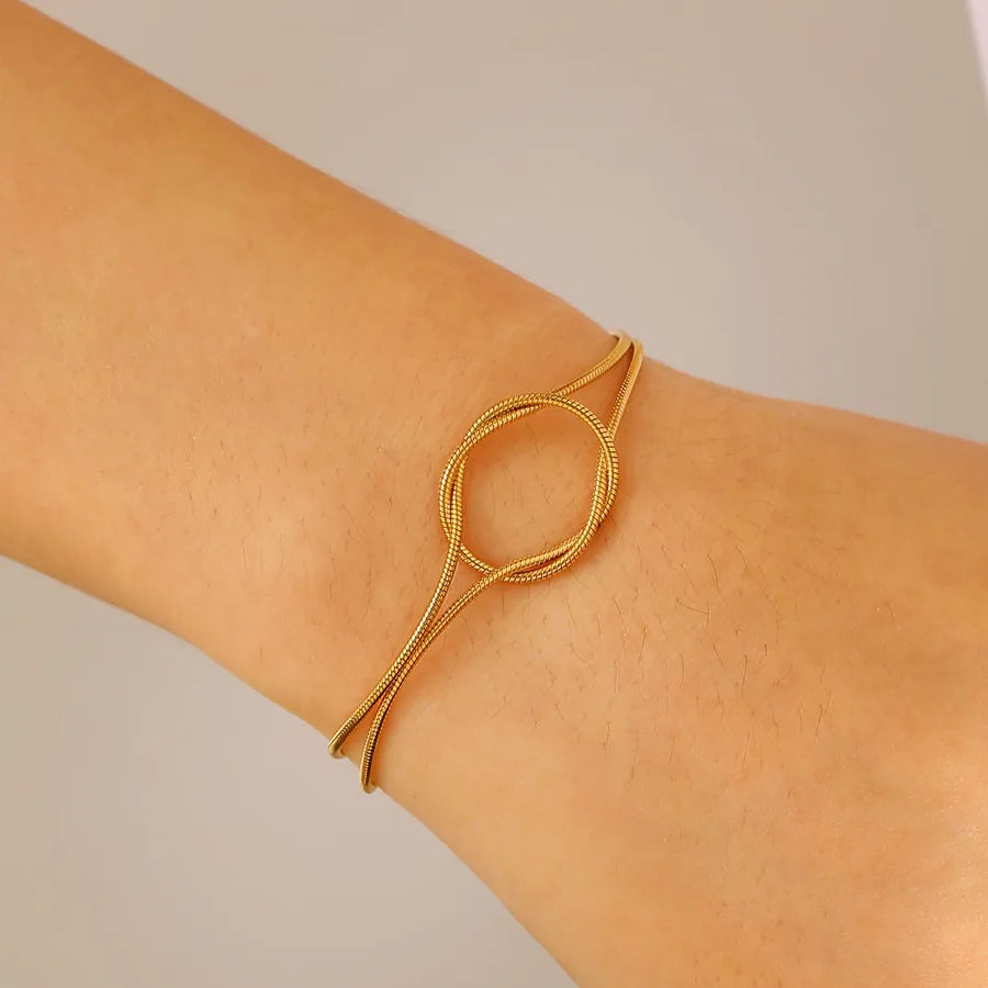 Simple Style Round Titanium Steel 18K Gold Plated Bracelets In Bulk