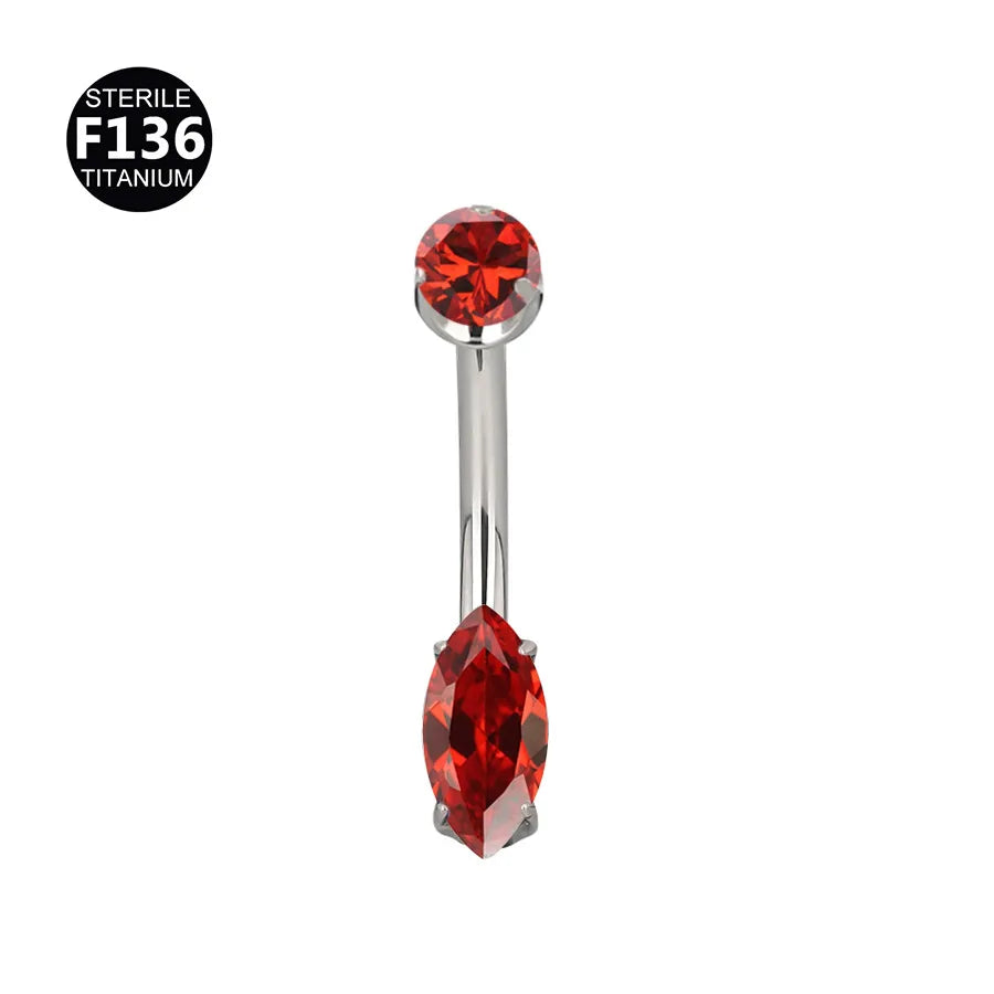 Gold Titanium Navel Piercing Belly Button Ring Screw Innel Thread Design Eye Shape Fashionable Body Jewelry For Men And Women