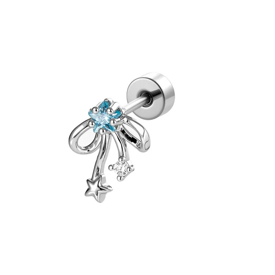 Sweet Style Unisex Copper Bow Tie Ear Cartilage Ring with Zircon Inlay, 1 Piece