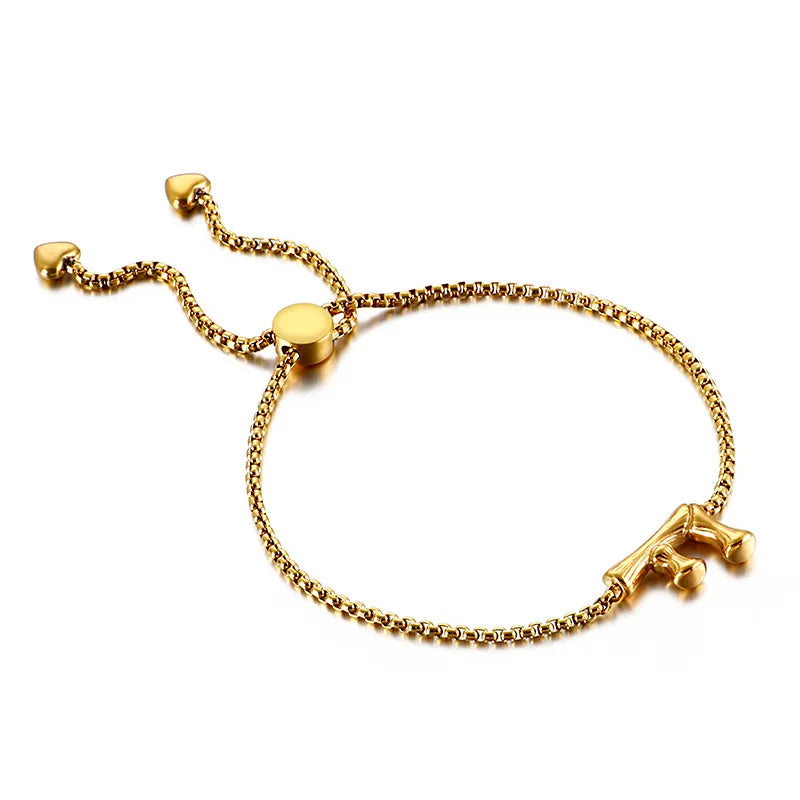 Letter Titanium Steel 18K Gold Plated Bracelets In Bulk