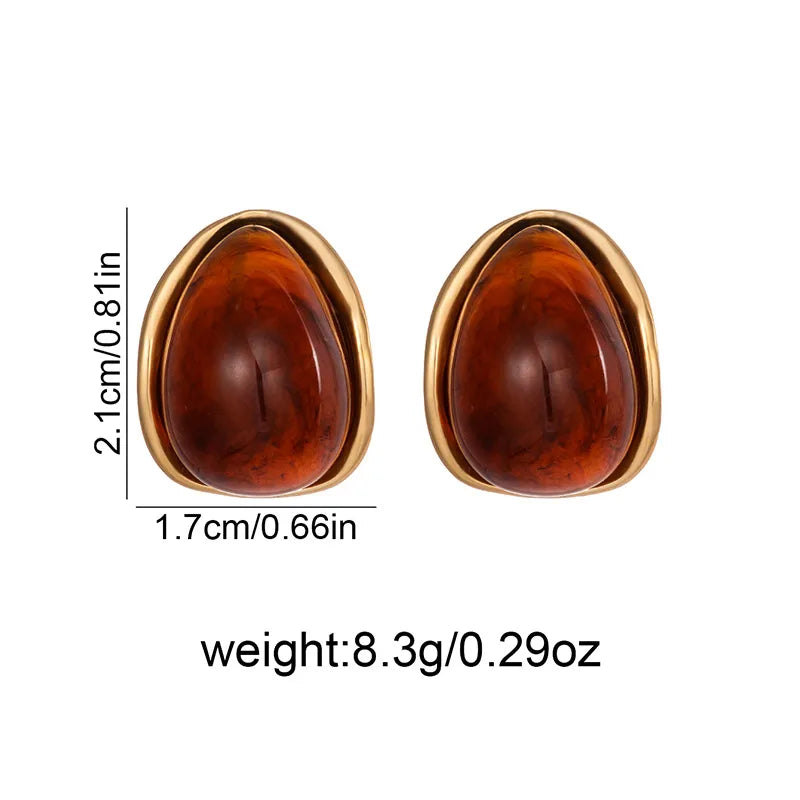 Natural Pink Water Droplets Stud Earrings for Women, Featuring Titanium Steel Posts with an Exaggerated Design