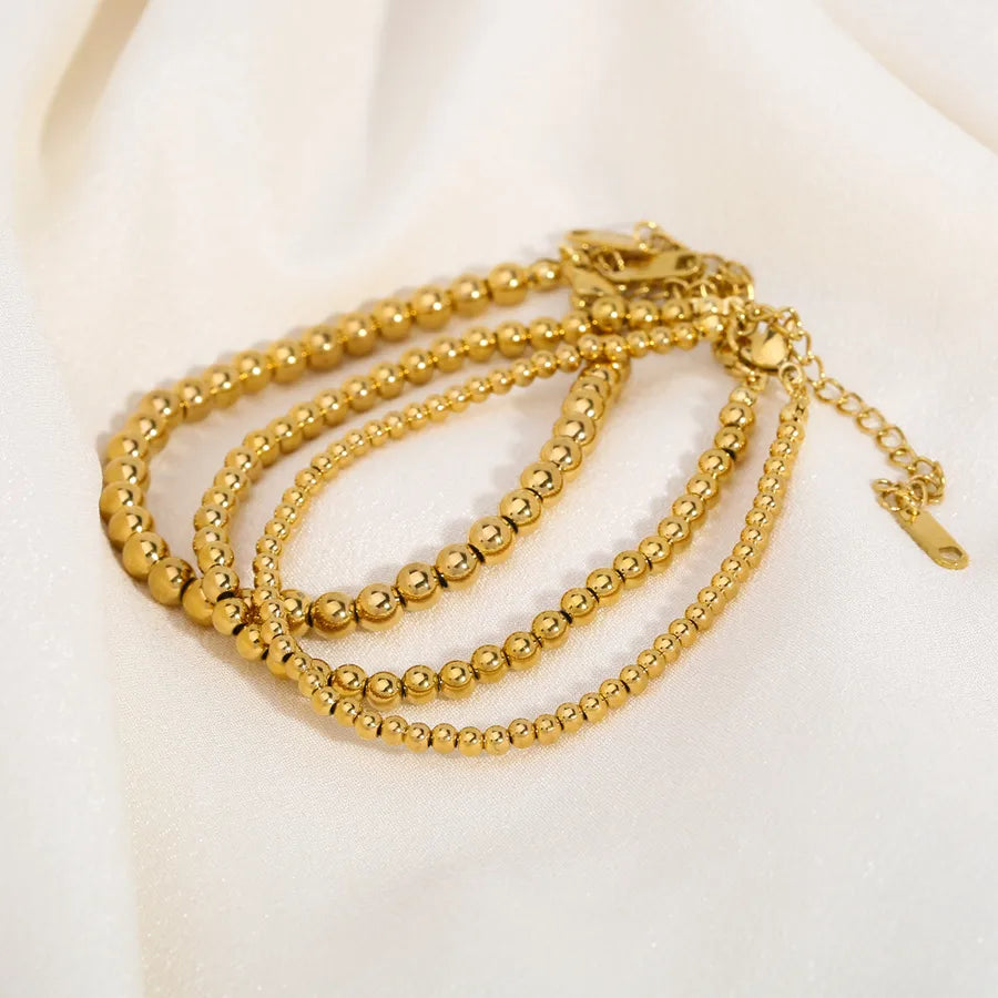 Classic Style Round 201 Stainless Steel 18K Gold Plated Bracelets In Bulk
