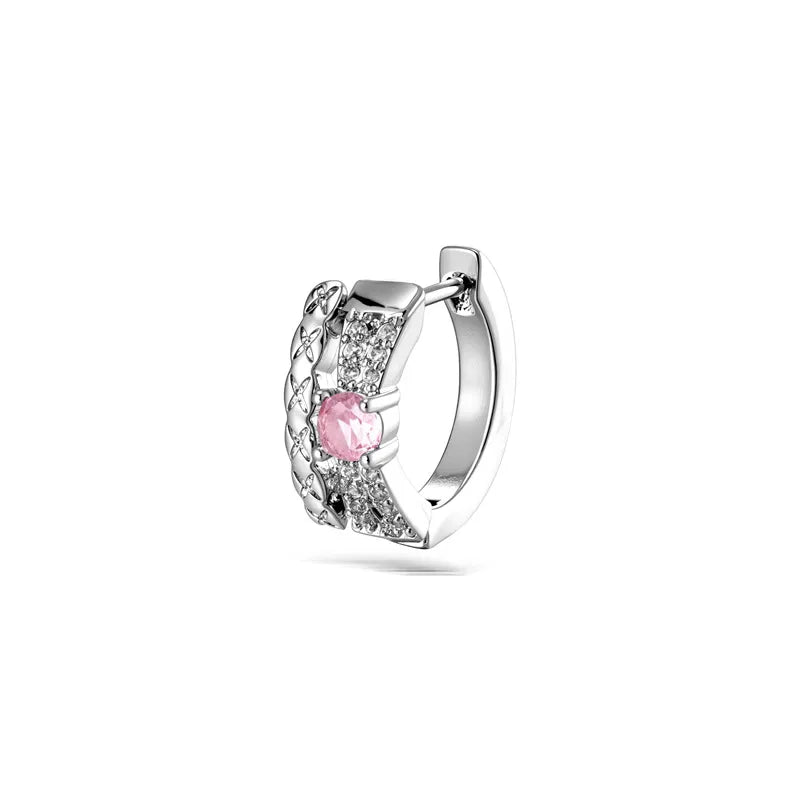 Stripe Braid Ear Cartilage Rings & Studs in 316L Stainless Steel with Zircon Inlay, Unisex