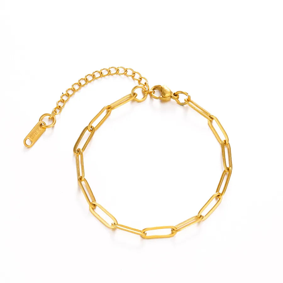 Simple Style IG Style Solid Color 304 Stainless Steel 18K Gold Plated Bracelets In Bulk