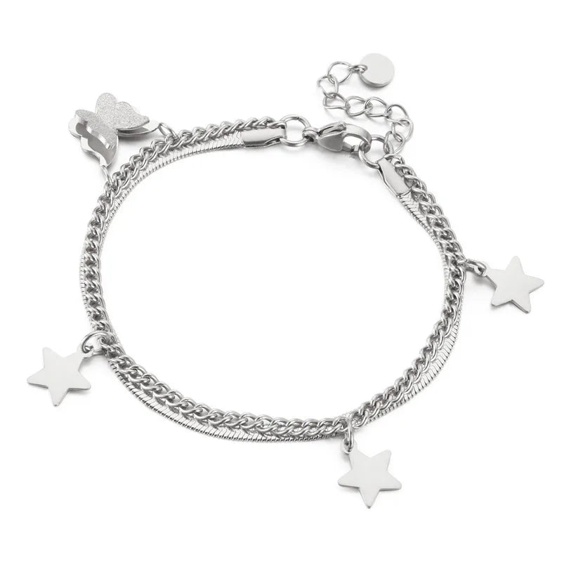 Simple Style Star Titanium Steel 18K Gold Plated Bracelets In Bulk